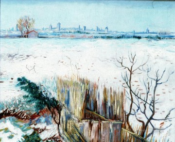  snow Art Painting - Snowy Landscape with Arles in the Background 2 Vincent van Gogh